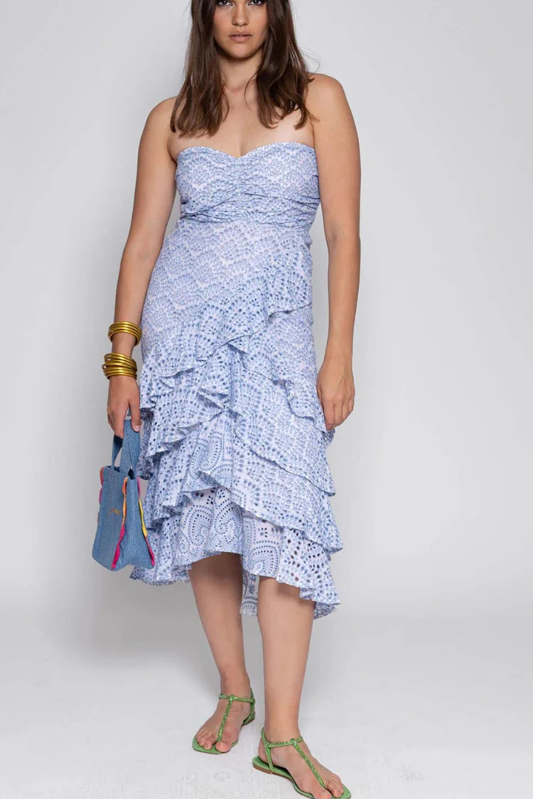 Flavie Dress Eyelet Blue - FINAL SALE - Image 5