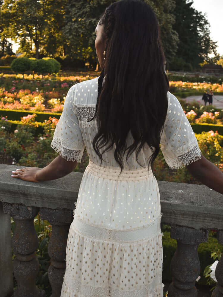 Genevieve Gold Dot Dress - Ivory - FINAL SALE - Image 3
