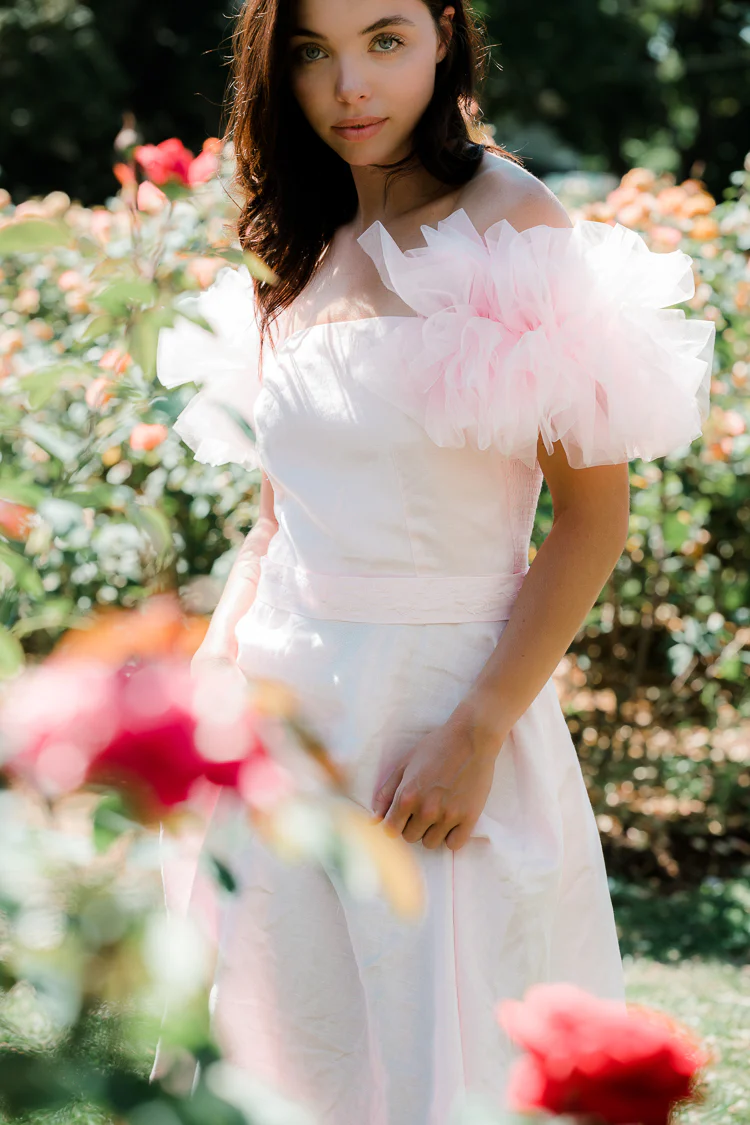Giamba Tulle Sleeve Midi Dress - Pink - Image 3