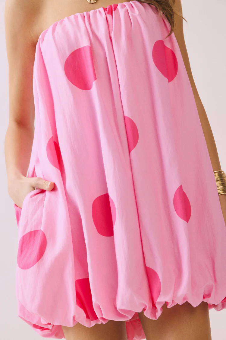 Gigi Pink Polka Dot Balloon Mini Dress - Image 4