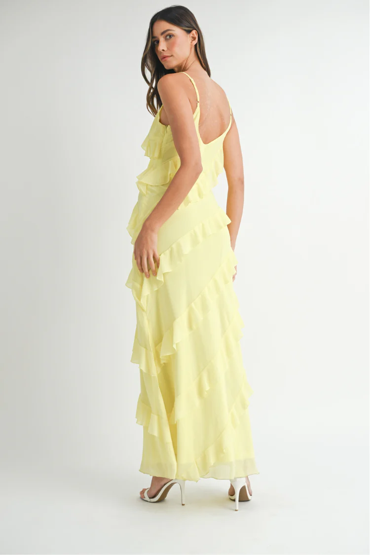 Gisele Yellow Ruffle Maxi Dress - FINAL SALE - Image 4