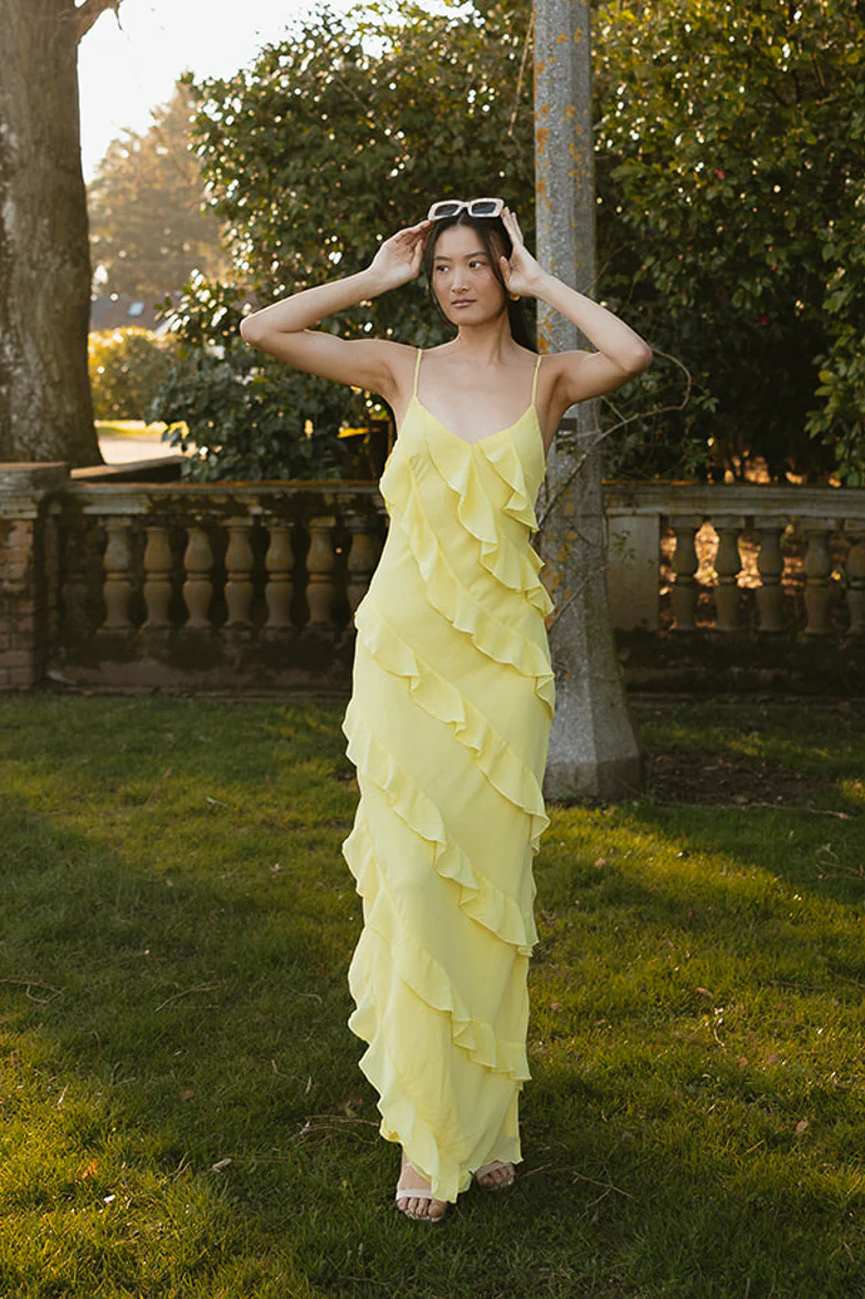 Gisele Yellow Ruffle Maxi Dress - FINAL SALE - Image 6