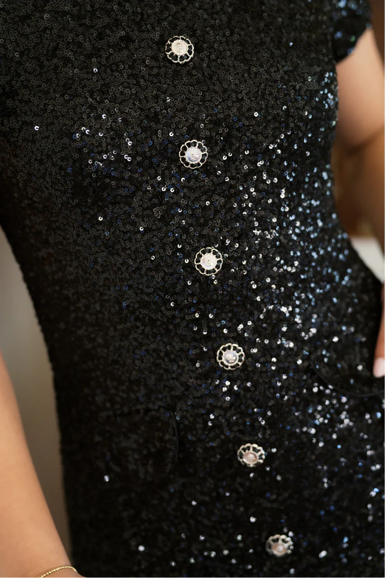 Gramercy Black Sequin Mini Shirtdress - Image 6