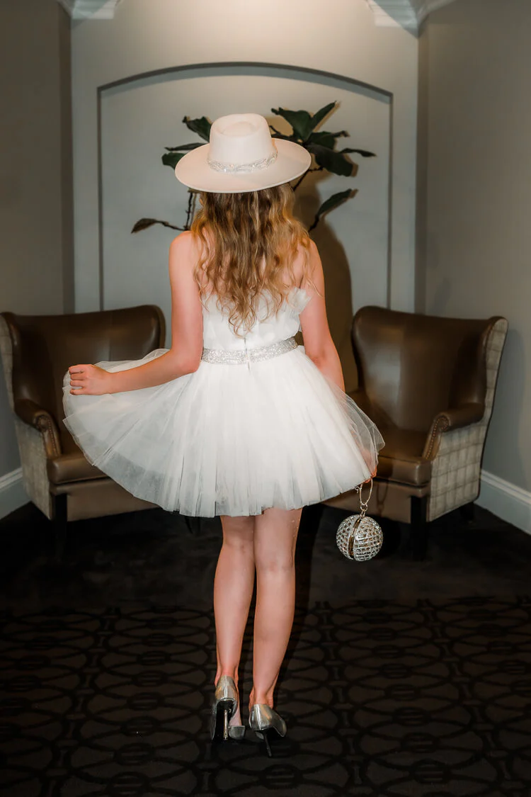 Greyson White Tulle Mini Dress with Rhinestone Belt - FINAL SALE - Image 3