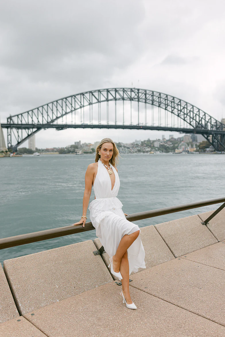Harbour Plunge Maxi Dress - White - Image 3