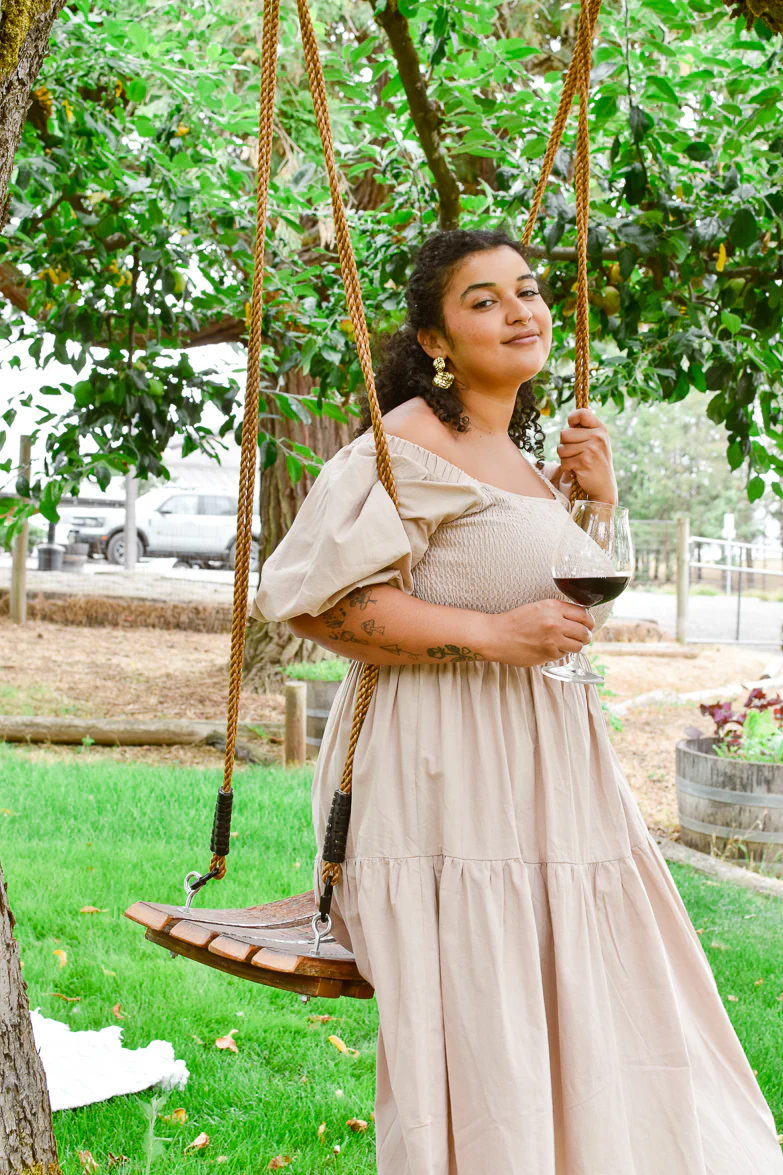 Heath Puff Sleeve Midi Dress - Taupe - Image 4