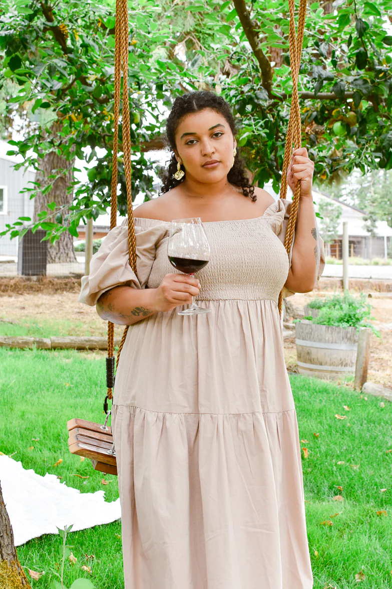 Heath Puff Sleeve Midi Dress - Taupe - Image 5