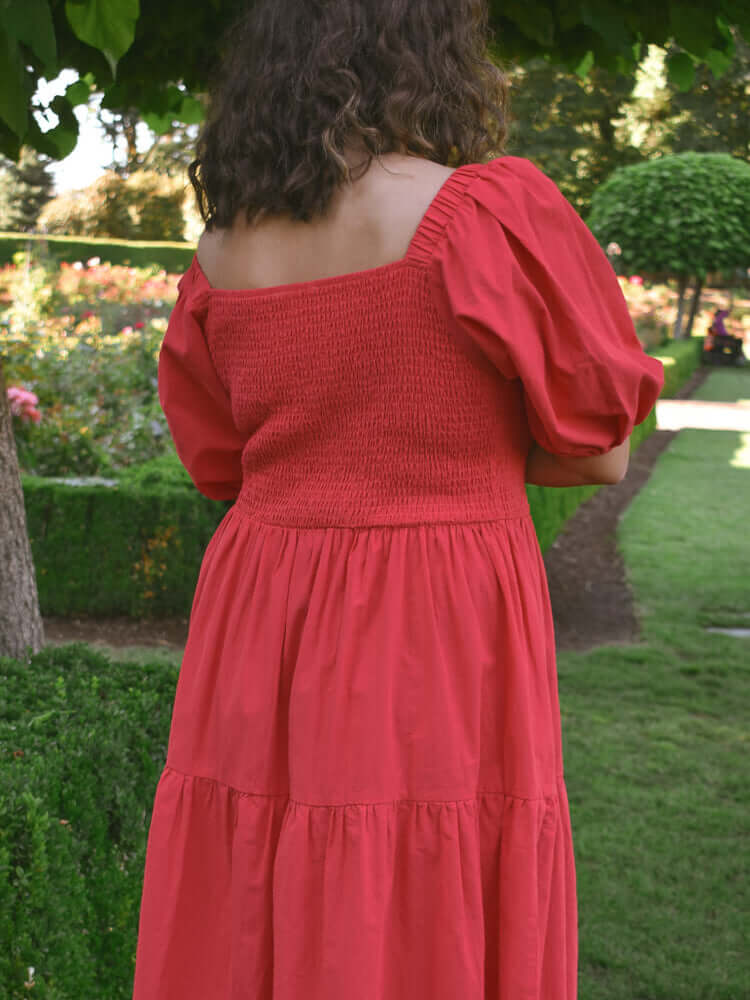 Heath Puff Sleeve Plus Midi Dress - Tomato - Image 4