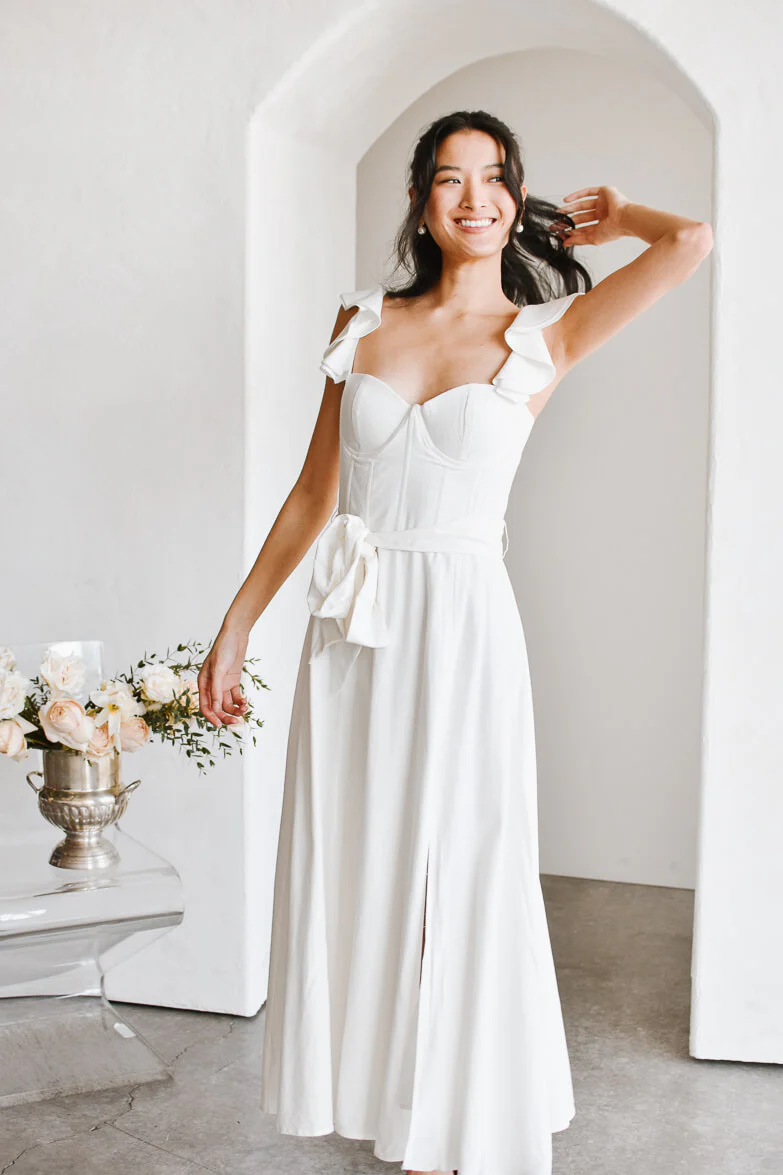 Francoise White Corset Midi Dress - Image 4