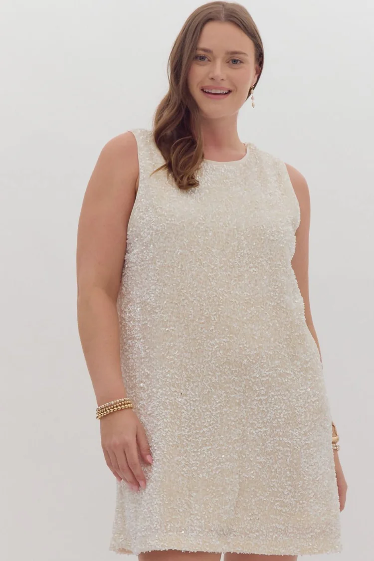 Irina White Sequin Sleeveless Mini Dress with Black Bow - Image 6