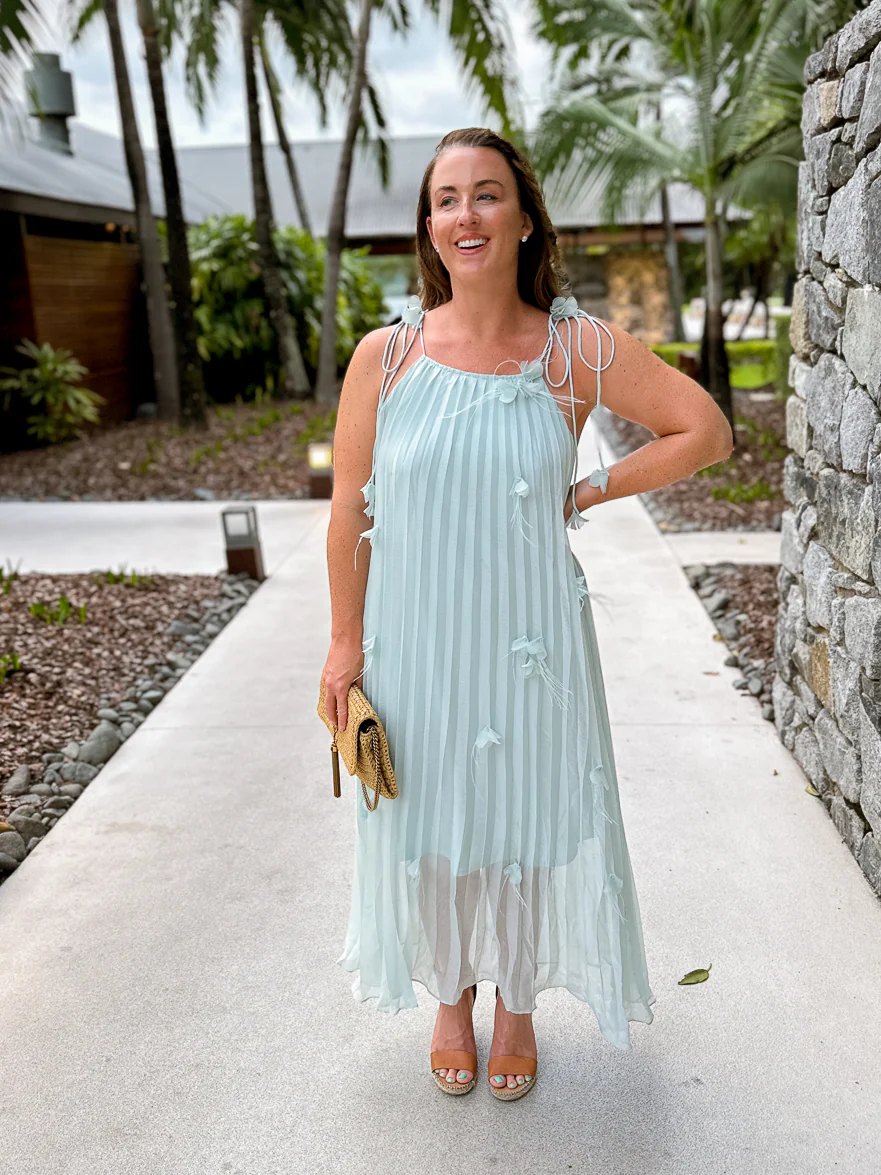 Isla 3D Floral Midi Dress - Soft Teal - Image 7