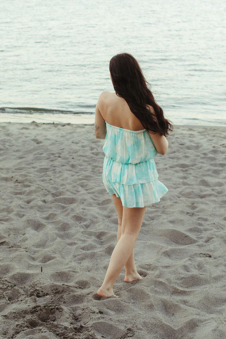 Isla Teal Watercolor Strapless Tube Top - FINAL SALE - Image 3