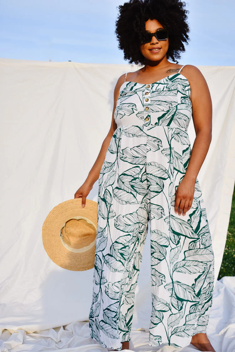 Kiana Palm Print Wide Legged Jumpsuit - Image 4
