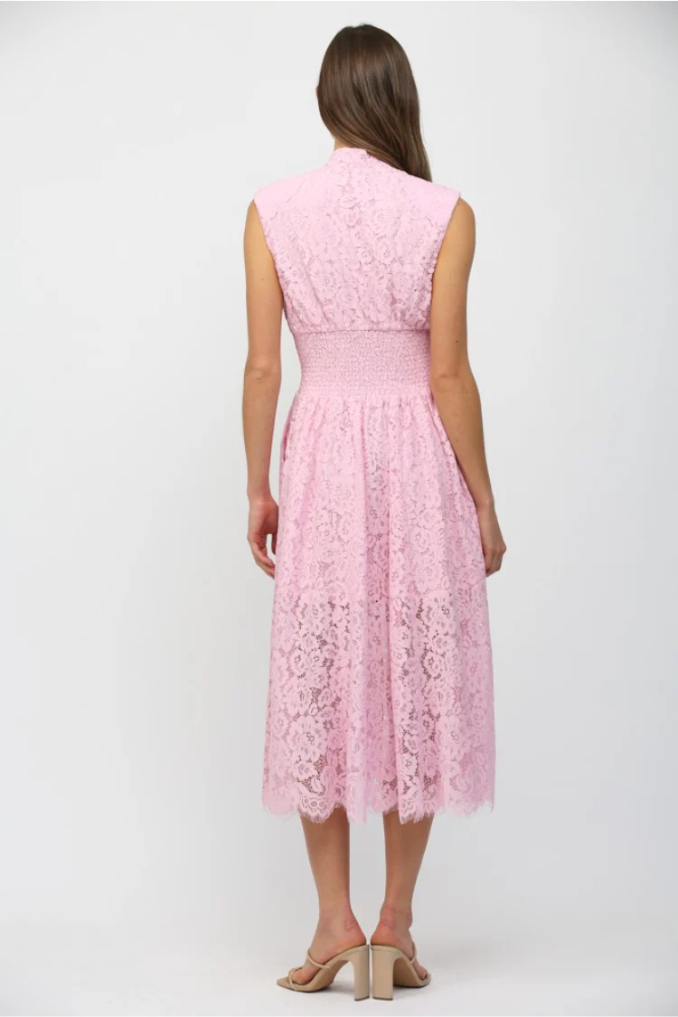 Lille Pink Lace Midi Dress - Image 4