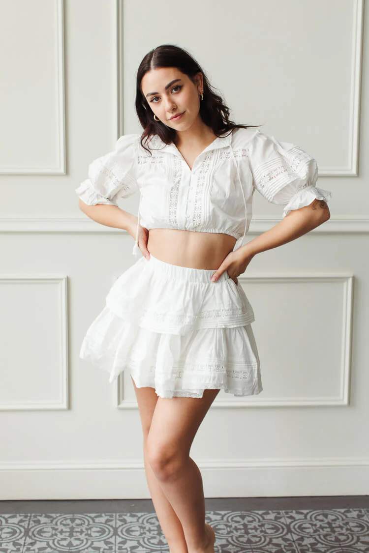 Kent White Ruffle Skirt Set - FINAL SALE - Image 3