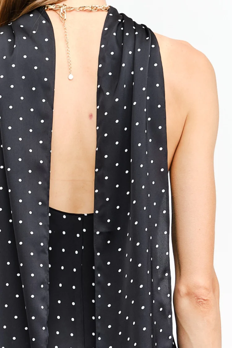 Magdalena Polka Dot Maxi Dress with Neck Scarf - Image 6