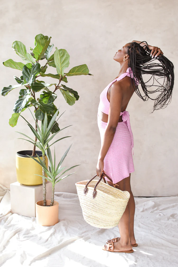 Margarita Pink Crochet Cutout Mini Dress - FINAL SALE - Image 3