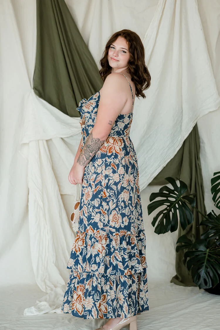 Mari Teal Floral Maxi Dress - FINAL SALE - Image 3