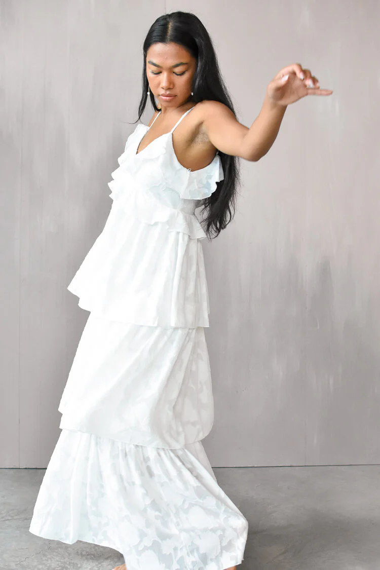 Marie White Tiered Maxi Dress - Image 5