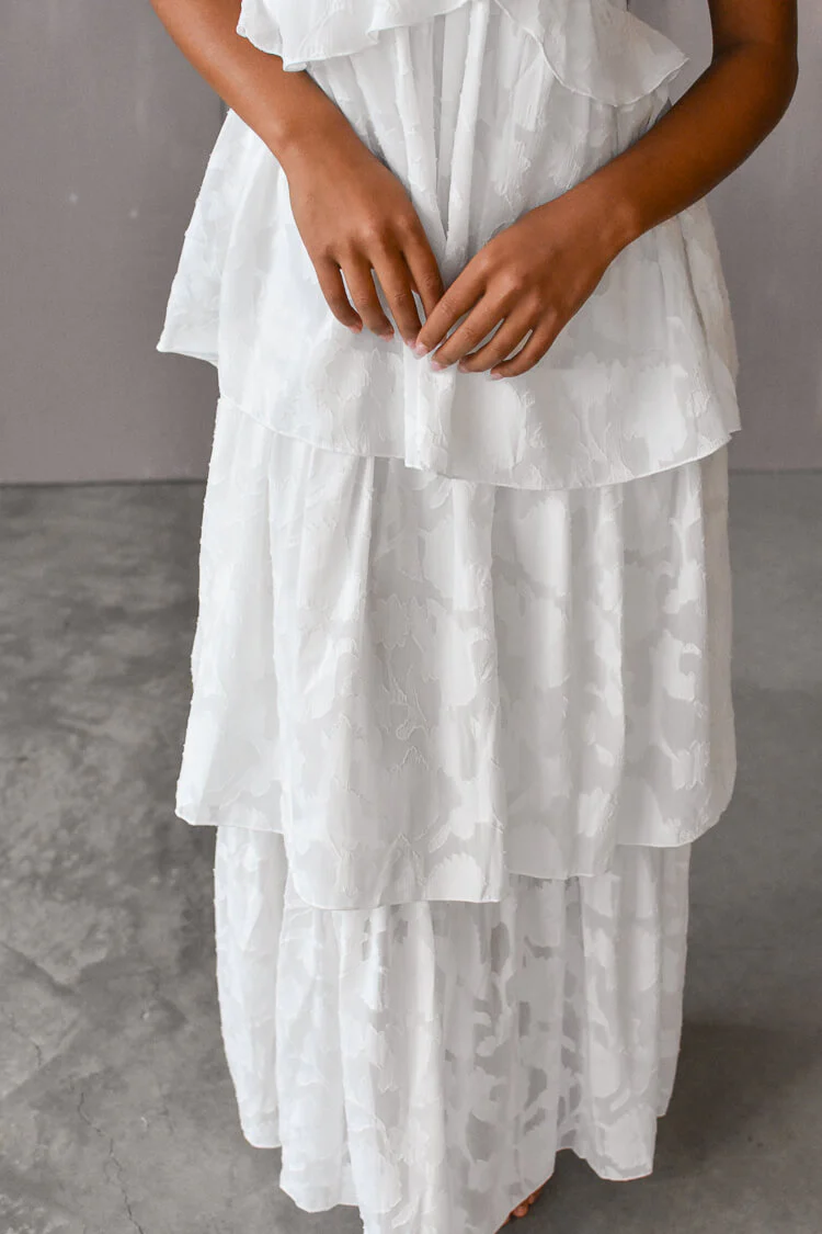 Marie White Tiered Maxi Dress - Image 6