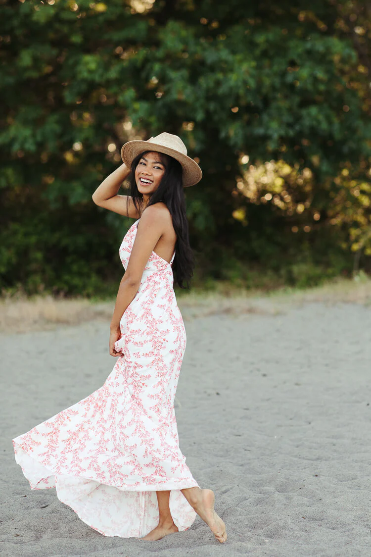 Martinique Coral Floral Maxi Dress - Image 3