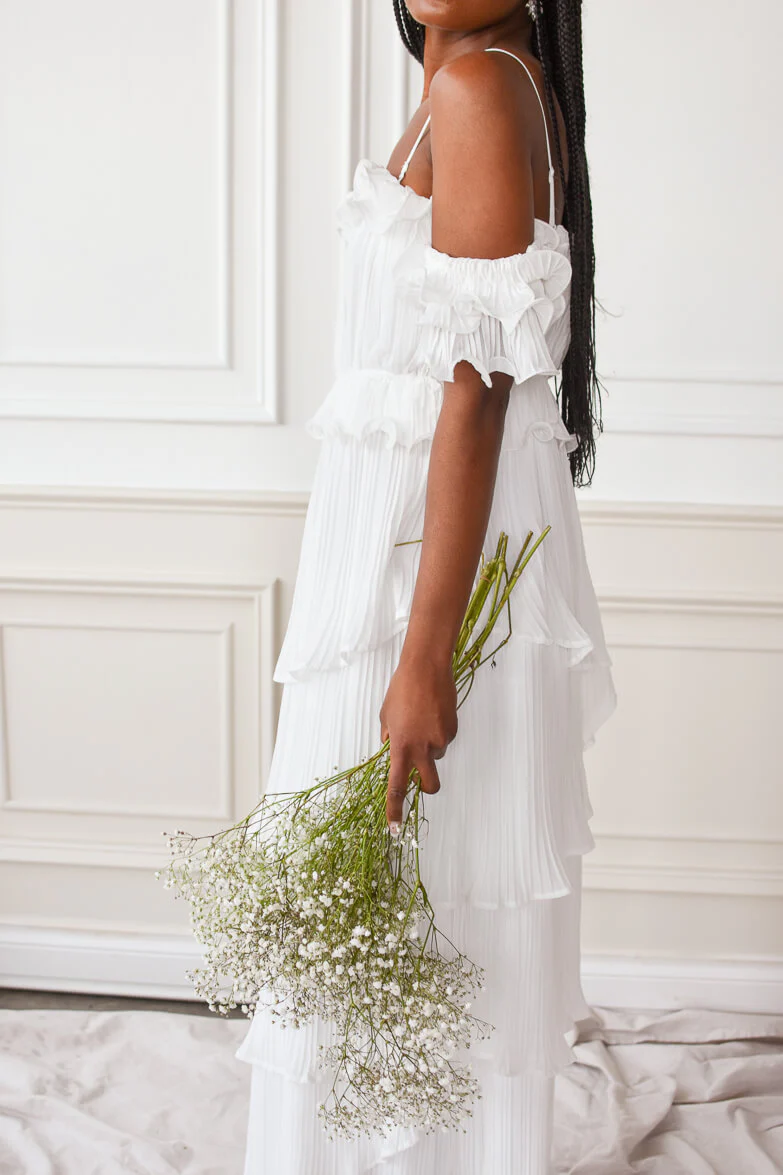 Matilde White Ruffle Detail Maxi Dress - FINAL SALE - Image 4