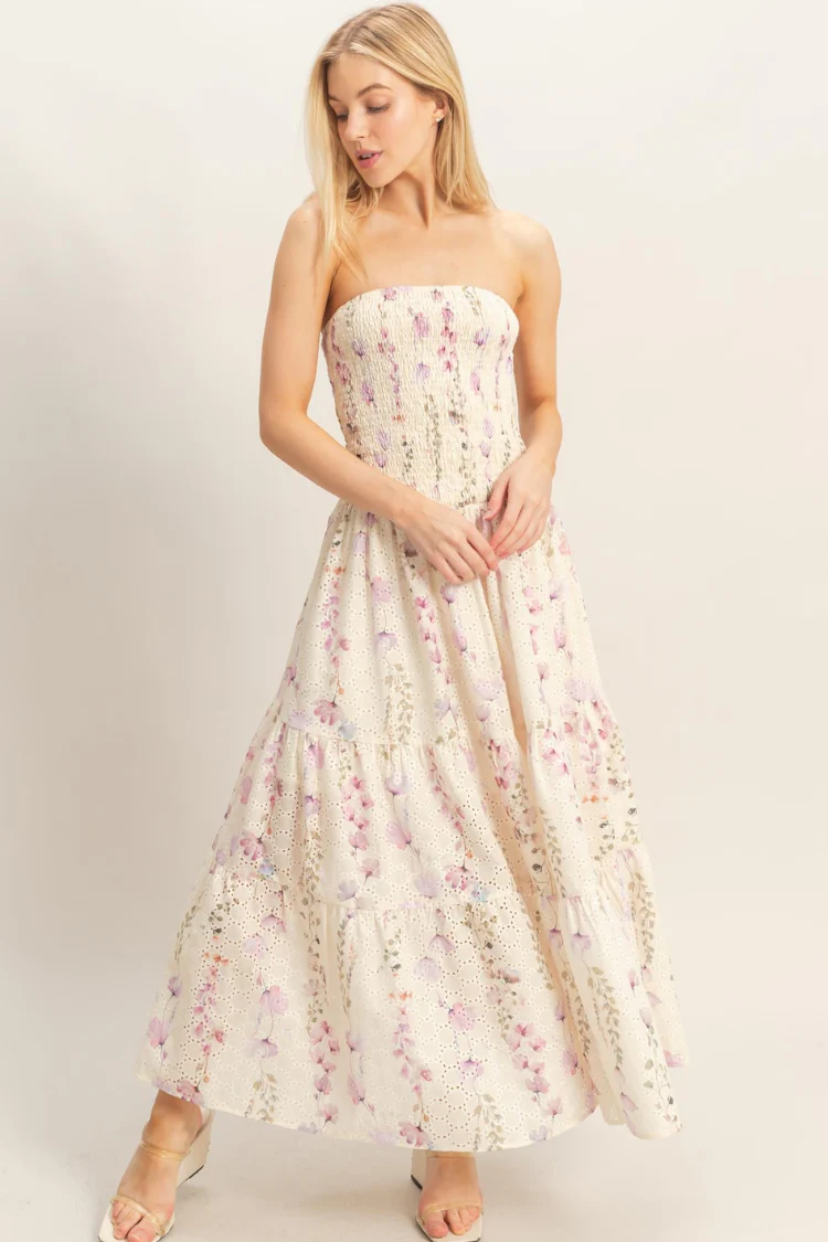 Meadow Strapless Floral Midi Dress - Image 4