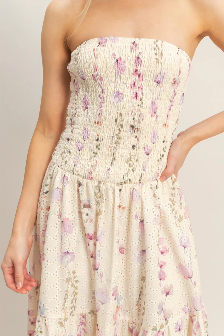 Meadow Strapless Floral Midi Dress - Image 5