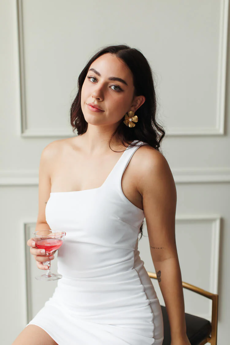 Megan One Shoulder White Mini Dress - FINAL SALE - Image 4