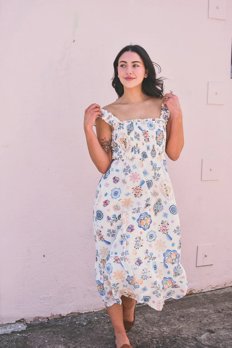 Milos Graphic Print Midi Dress - Image 8