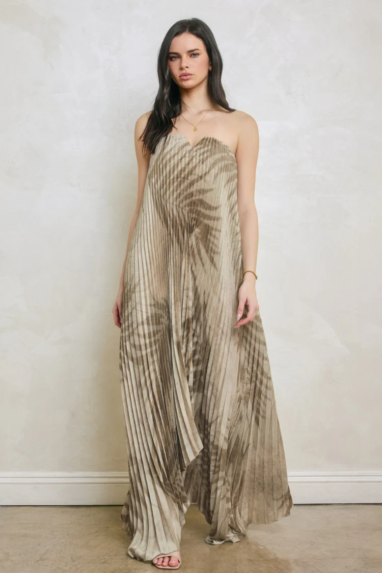 Moonlit Pleated Maxi Dress - Desert Palm - Image 5