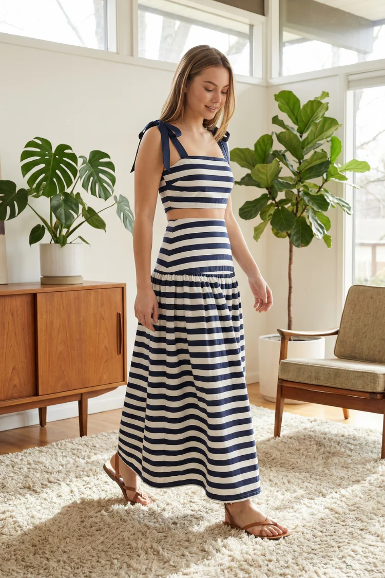 Nautico Striped Skirt Set - Navy/ White - Image 3