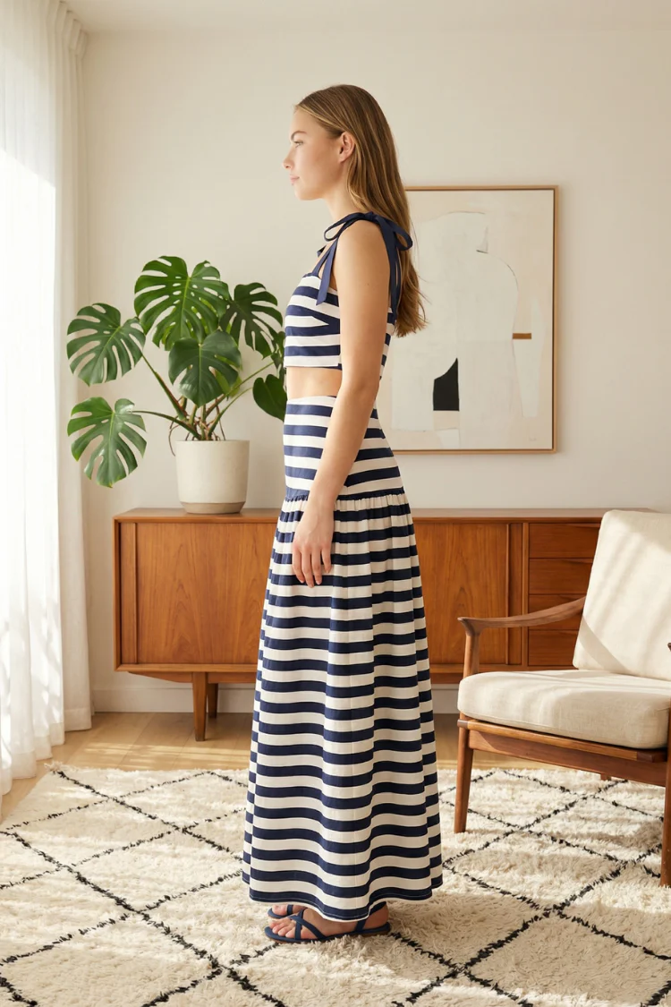 Nautico Striped Skirt Set - Navy/ White - Image 4