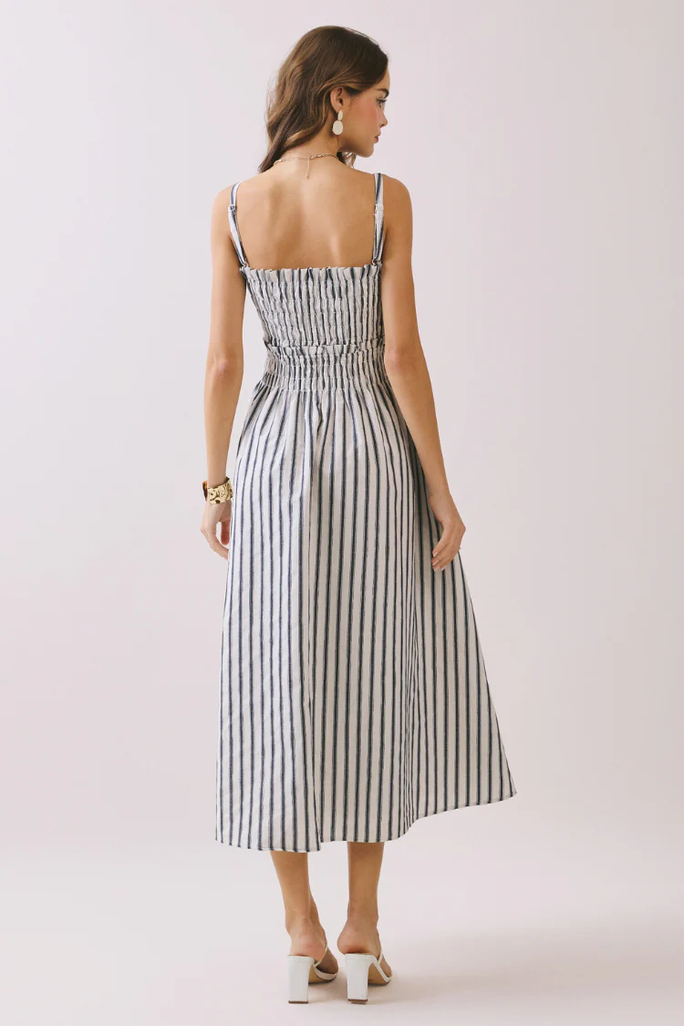 Newport Navy and White Striped Dress - Image 3