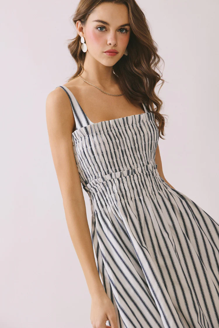 Newport Navy and White Striped Dress - Image 4