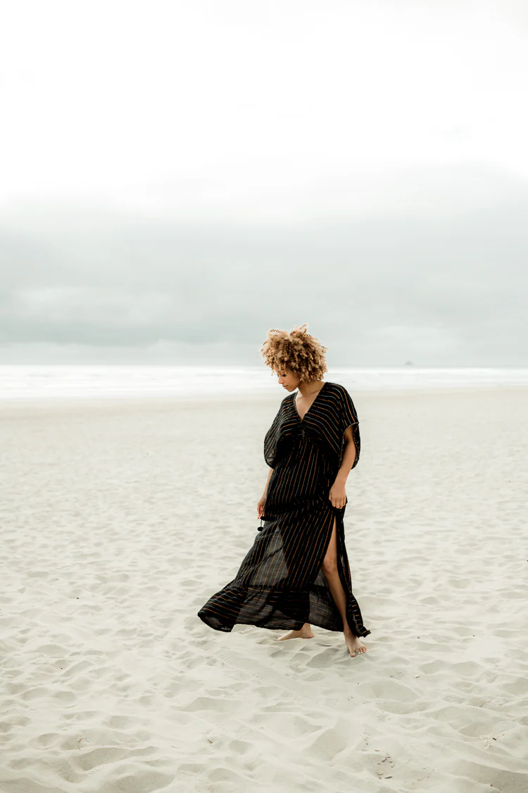 Nomad Metallic Thread Maxi Dress - Black - Image 3