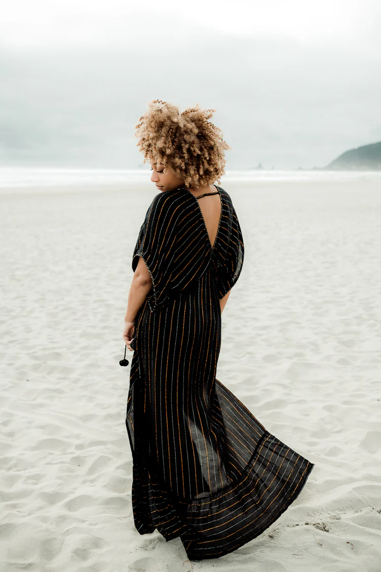 Nomad Metallic Thread Maxi Dress - Black - Image 4