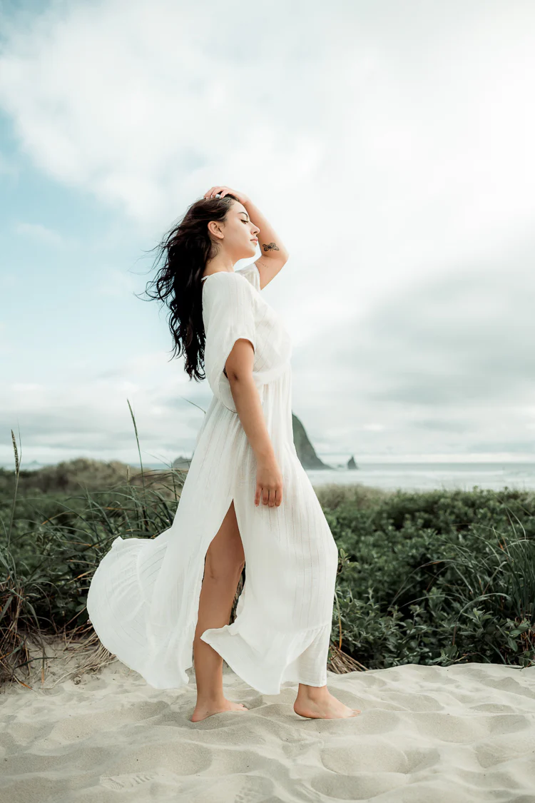 Nomad Metallic Thread Maxi Dress - White - Image 3