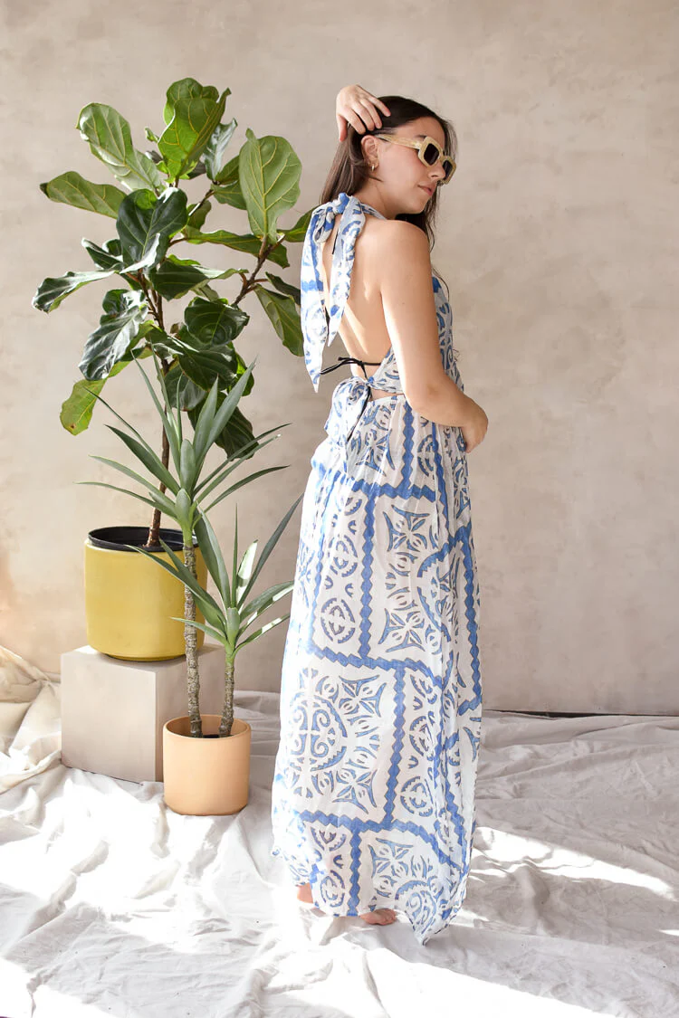 Oia Blue Tile Beach Cover-Up - Image 5