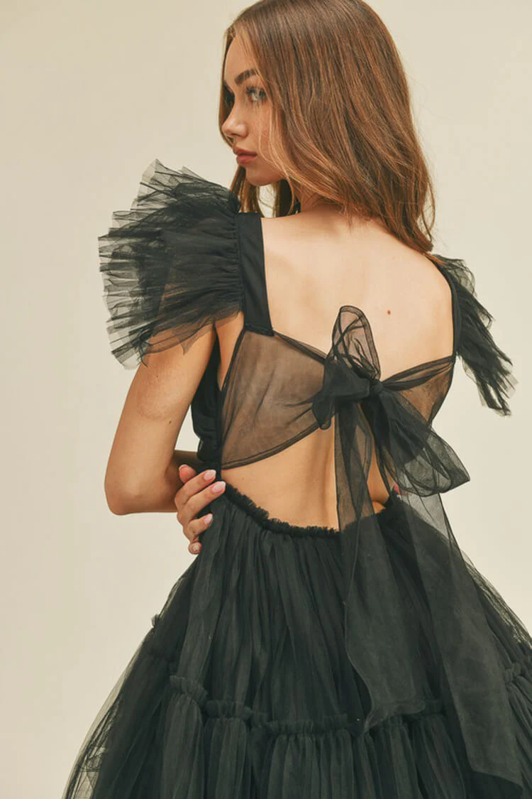 Orielle Tulle Mini Dress - Black - FINAL SALE - Image 4