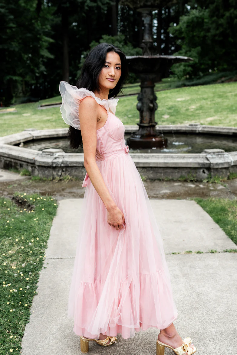 Orsay Flutter Sleeve Maxi Dress - Pink - Image 3