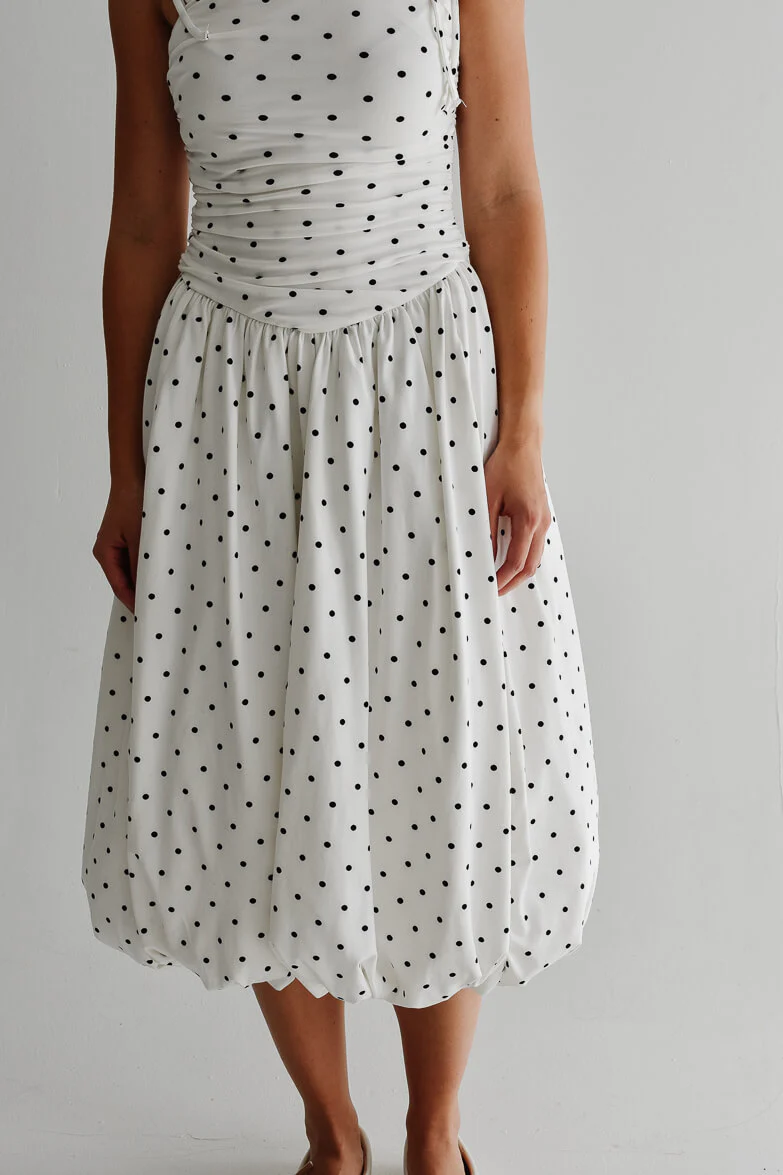 Paige Polka Dot Dropwaist Midi Dress - White - FINAL SALE - Image 7