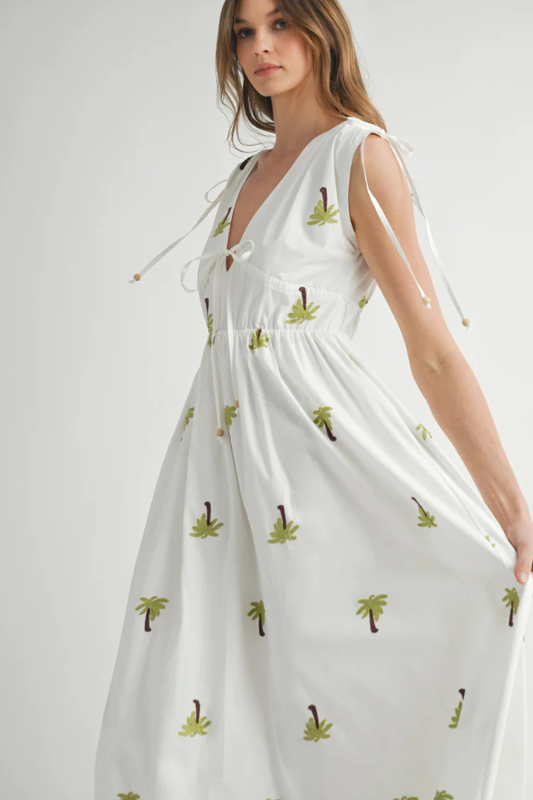 Paloma Palm Embroidered Midi Dress - Image 4