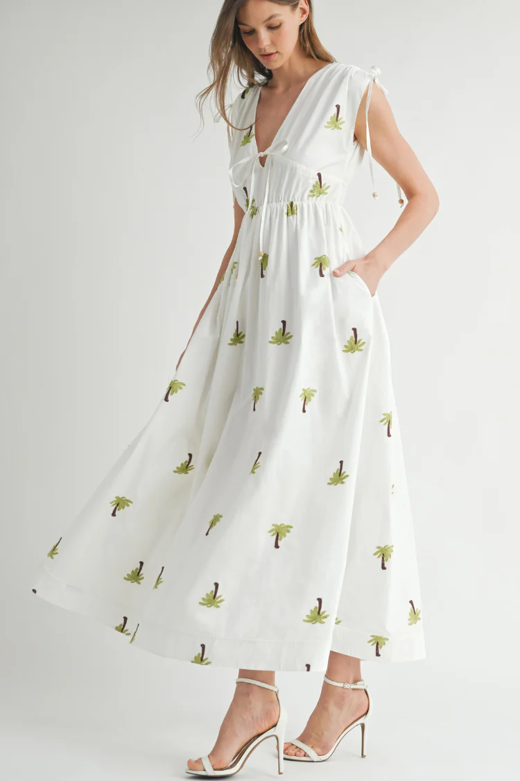 Paloma Palm Embroidered Midi Dress - Image 5