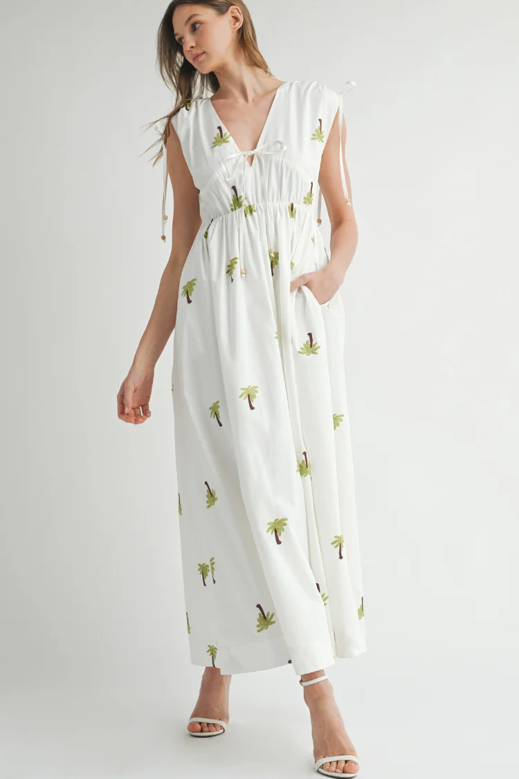 Paloma Palm Embroidered Midi Dress - Image 6