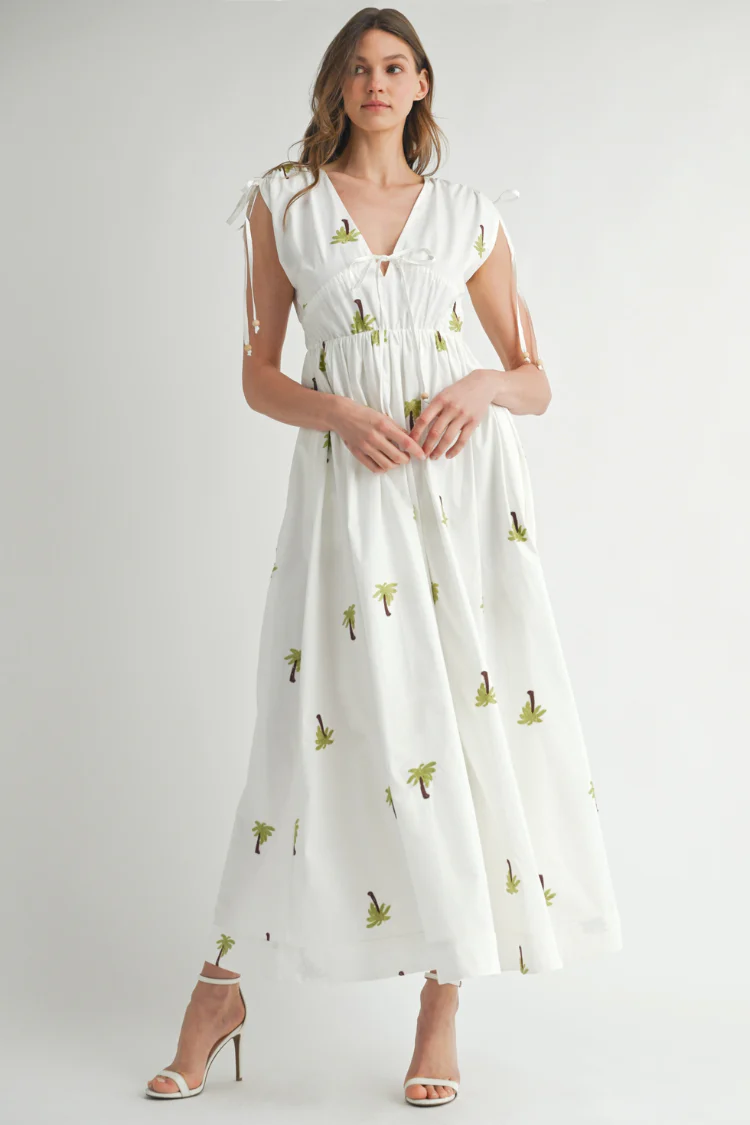 Paloma Palm Embroidered Midi Dress - Image 7