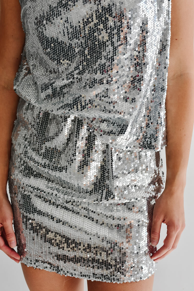 Rockstar Silver Sequin Mini Dress - FINAL SALE - Image 5