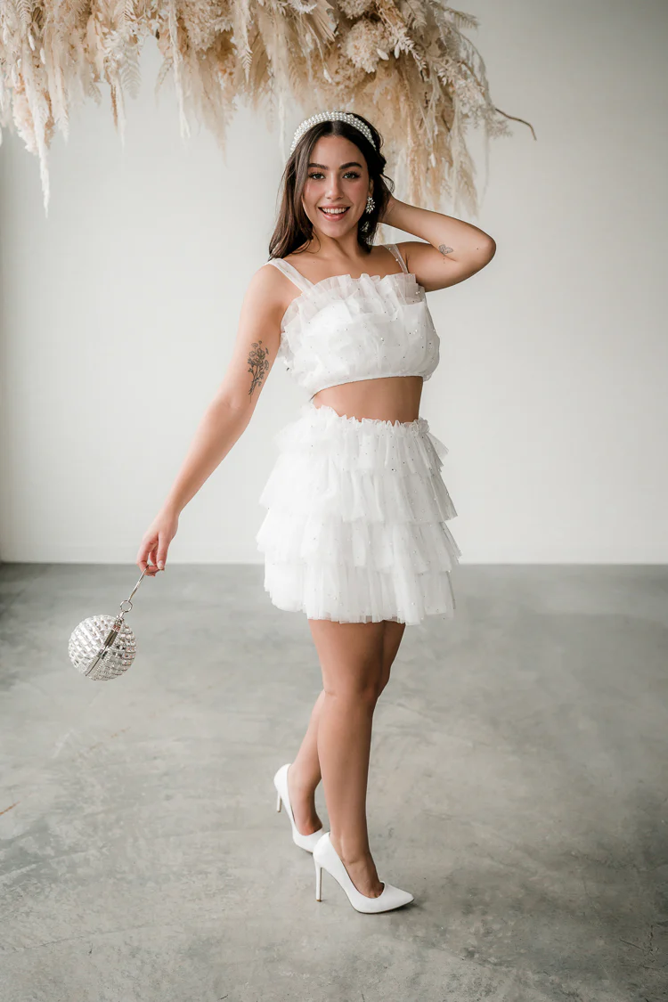 Talia Pearl Studded Mini Skirt - Image 3