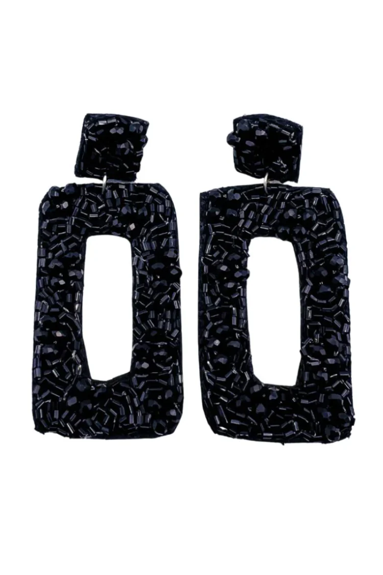 Penelope Black Beaded Earrings