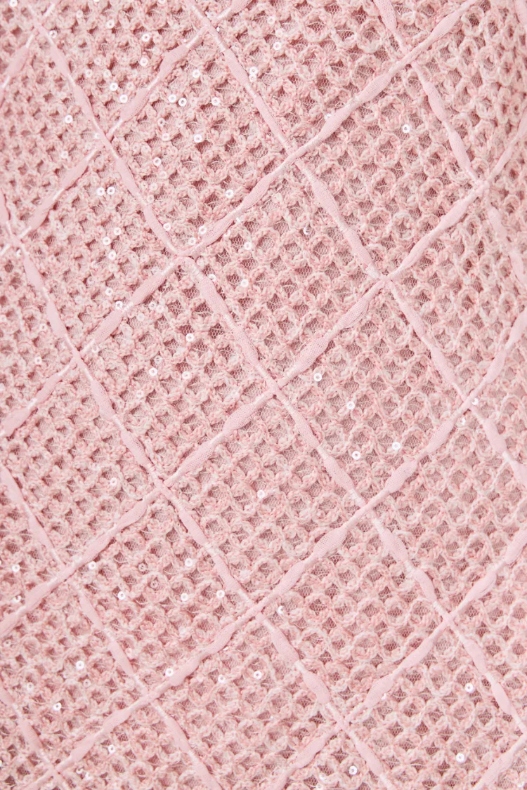 Pink Textured Midi Dress - Image 5